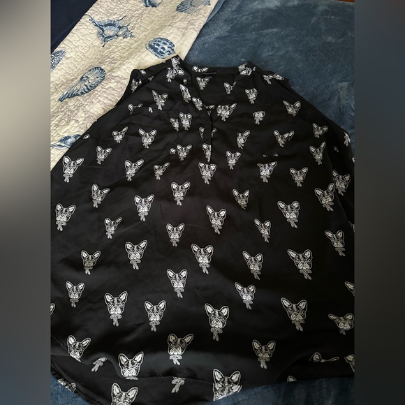 Torrid Harper Blouse Size Boston Terrier/Frenchie Dog Sleeveless Black White - Picture 2 of 9